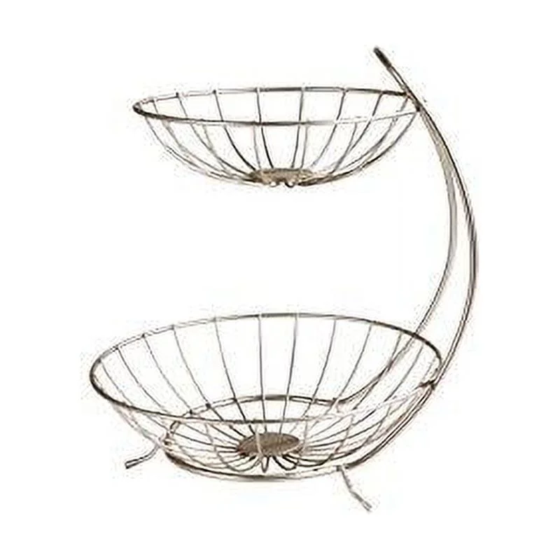 spectrum diversified yumi fruit stand, tiered server, fruit baskets, 2 tier, satin nickel