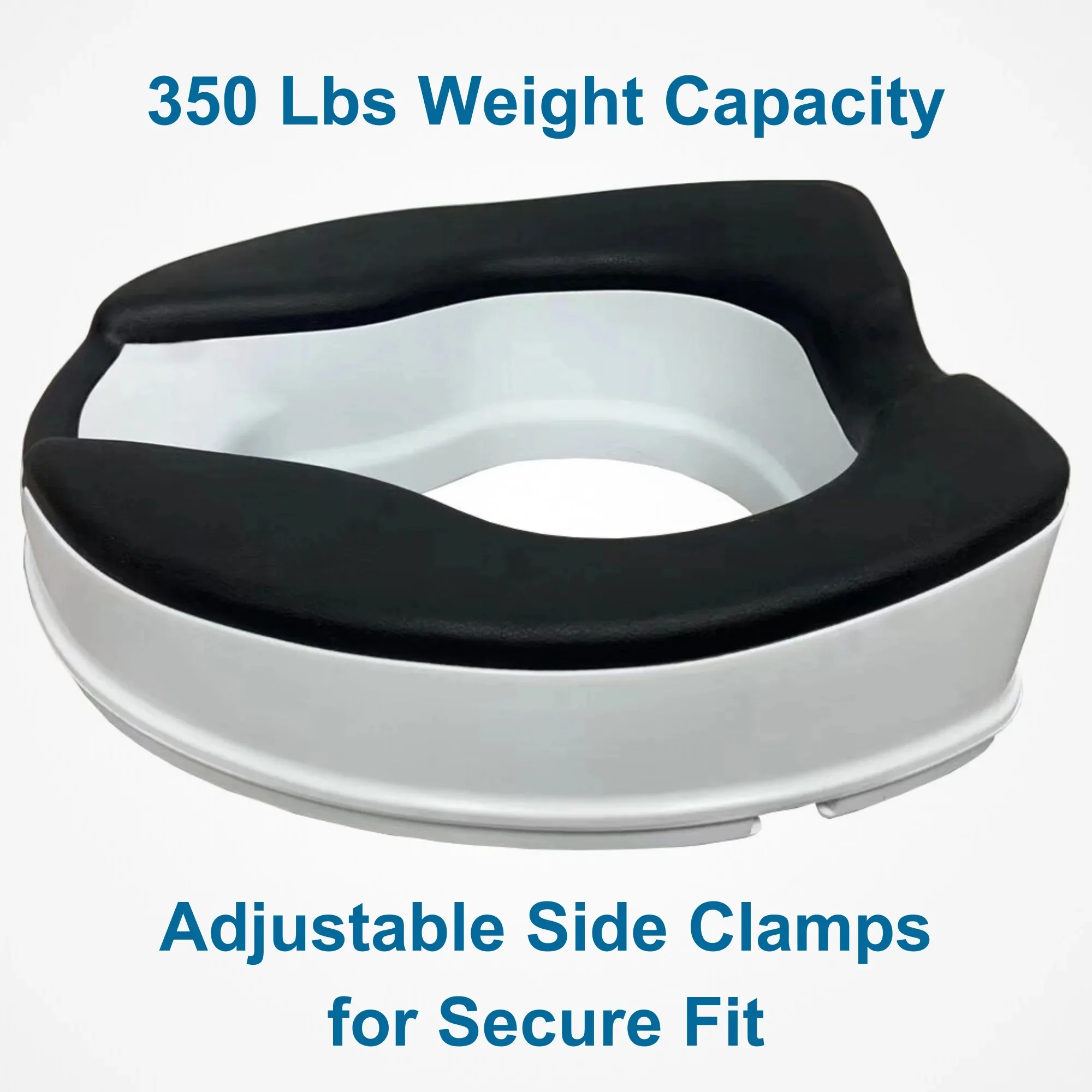 MOBB Healthcare 4-inch Raised Toilet Seat - Softer Black Padded, Easy Clean, 350lb, Adjustable White
