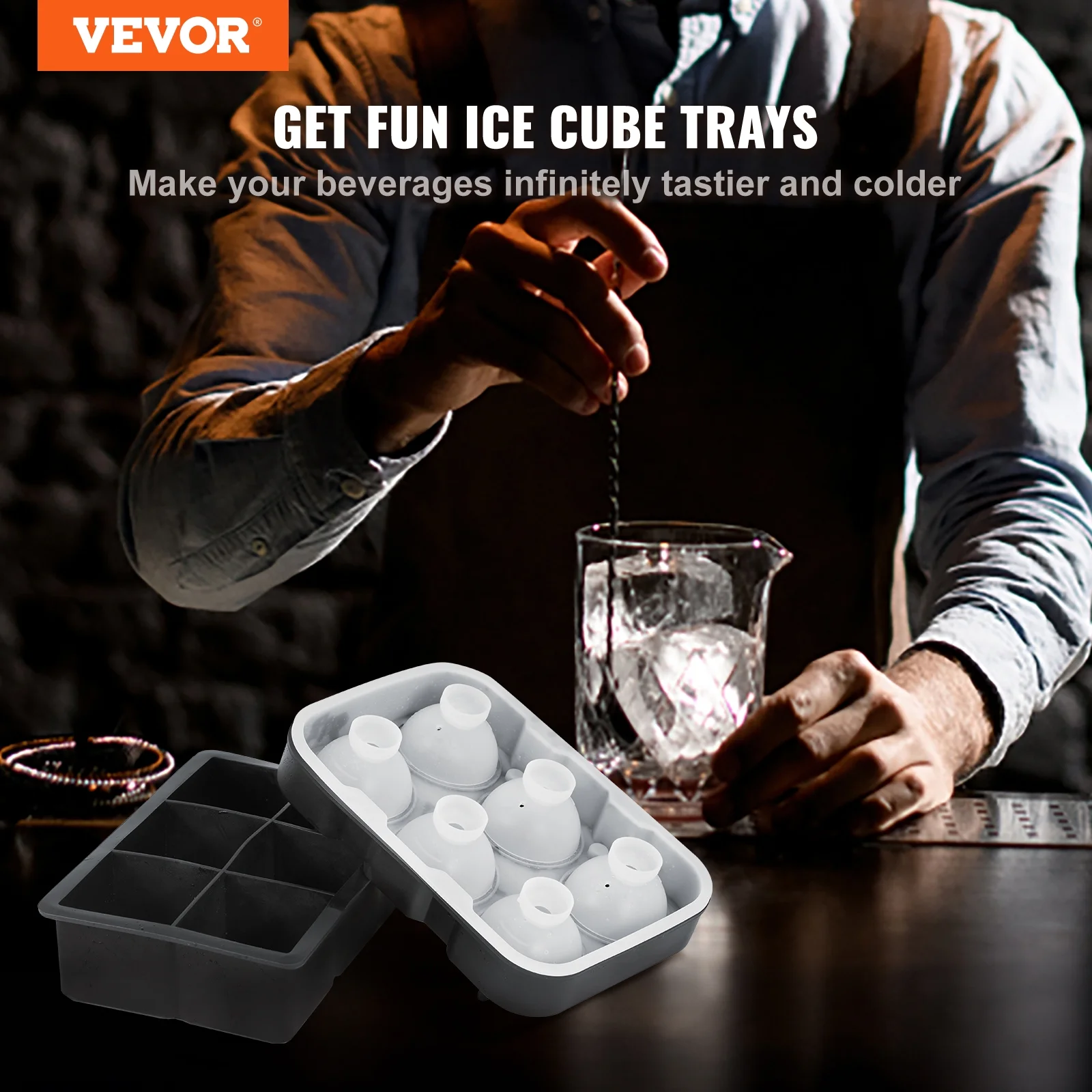 BENTISM Ice Ball Maker Silicone Ice Cube Tray with Lid 2 Packs Whiskey Cocktail for Whiskey And Cocktail