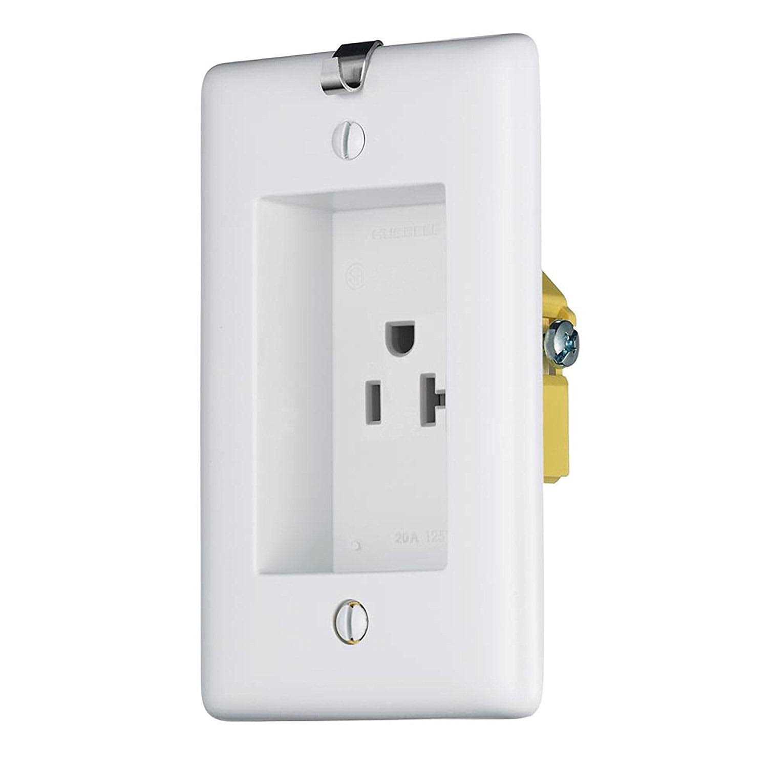 Hubbell RR201CHWTR Clock Hanger Recessed Receptacle