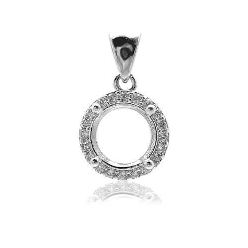 Gryrigns 925 Sterling Silver Pendant Blank Prong Settings 4 Claws Jewelry Base Mounting for Round Cut Faceted Gemstones Stones DIY Handmade Necklace