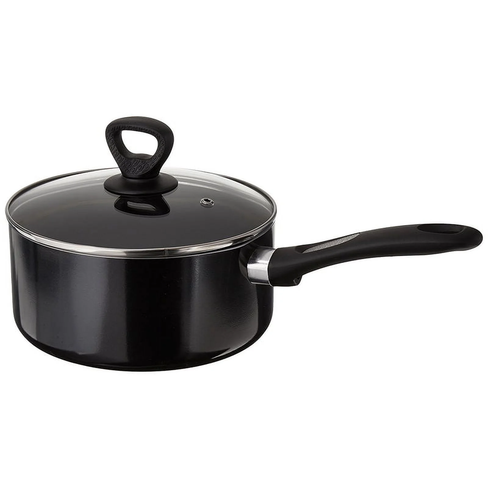 Mirro A7972484 Get A Grip Aluminum Nonstick 3-Quart Saucepan with Glass Lid Cover Cookware, Black