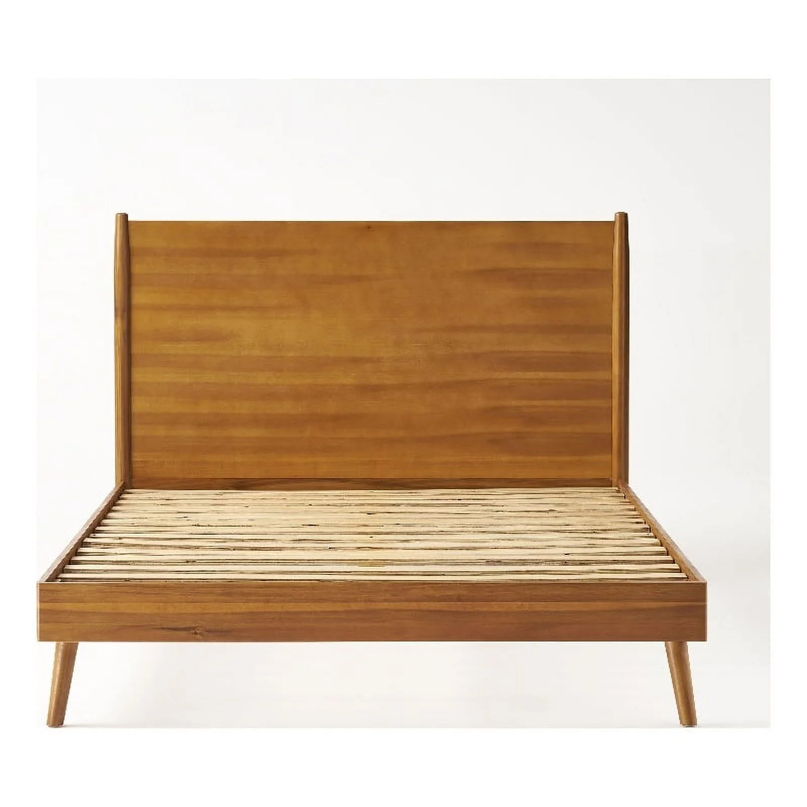 Pemberly Row Mid-Century Cal King Acacia Wood Bed in Brown Finish