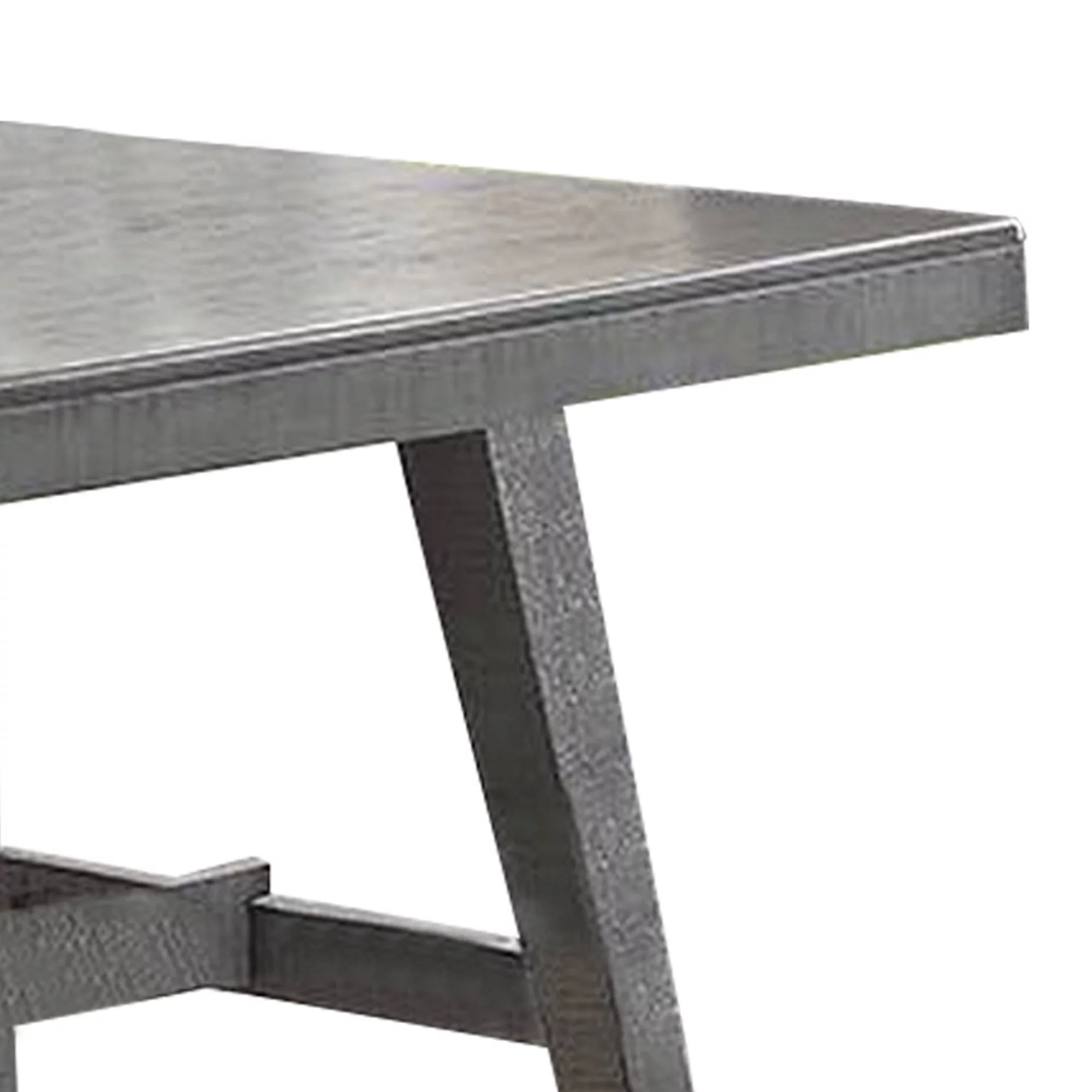 Benjara Alix 72 Inch Rectangular Dining Table, Flared Legs, Classic Distressed Gray