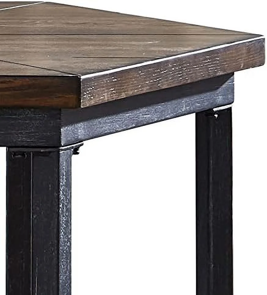 Mocha Hexagonal , Iron Base, And Unique Veneer Layup Design End Table