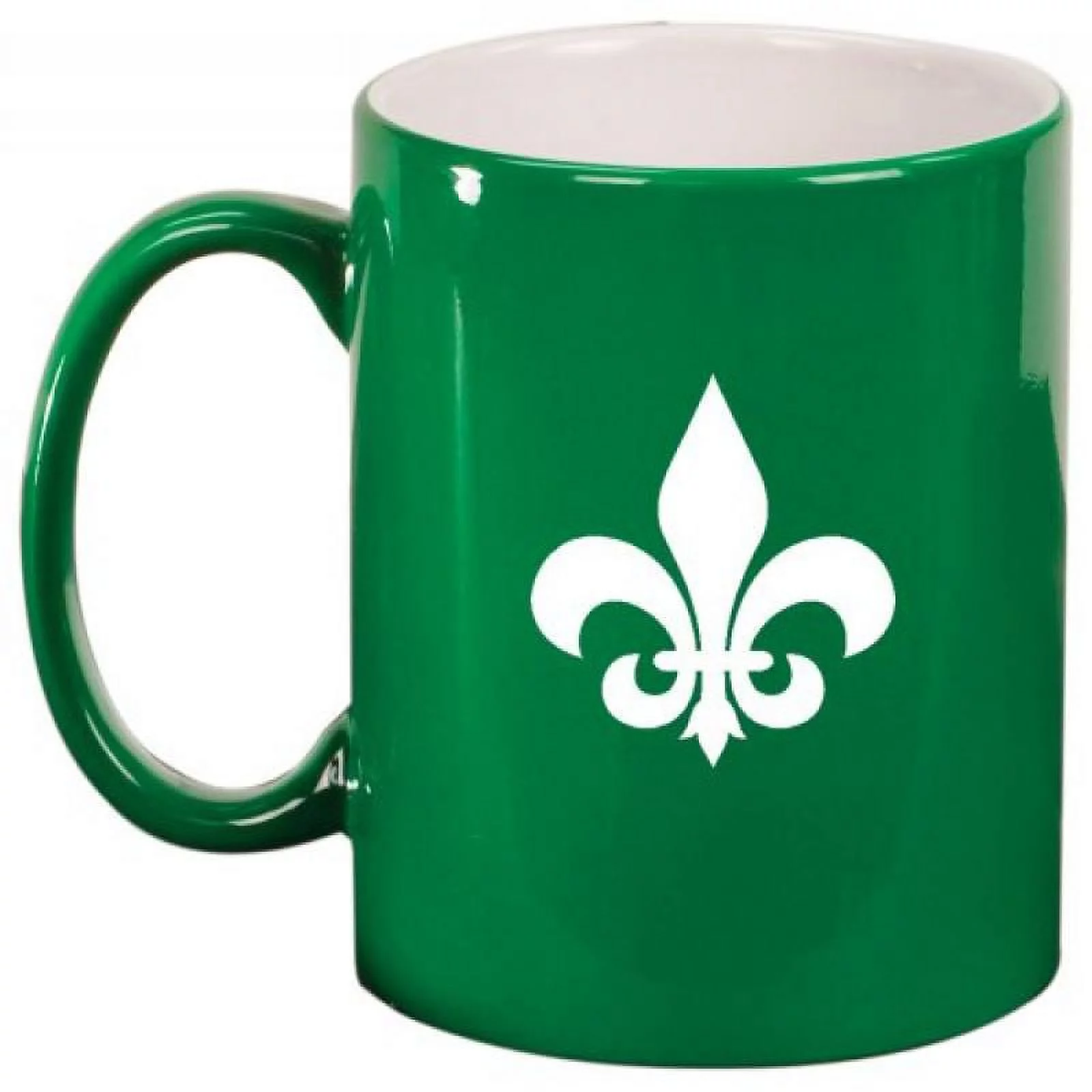 Fleur de lis Ceramic Coffee Tea Mug Cup Green