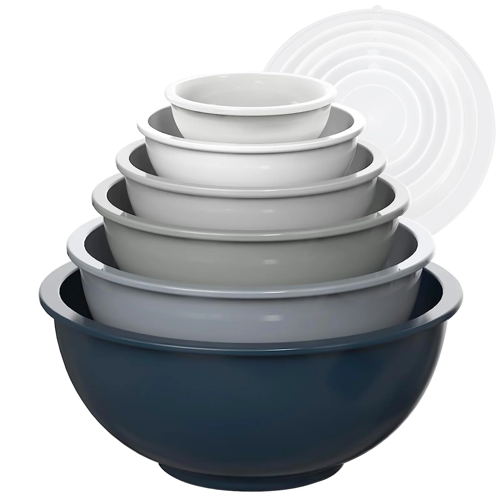 Loobuu Mixing Bowls with Lids - 12 Piece Plastic Nesting Bowls Set includes 6 Prep Bowls and 6 Lids, Microwave Safe Mixing Bowl Set