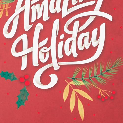 Hallmark Modern Boxed Christmas Cards, Amazing Holiday (40 Cards and 40 Envelopes) Evergreen Branches and Holly