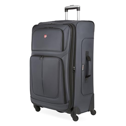 SwissGear Sion Softside Expandable Luggage, Black, Checked-Large 29-Inch