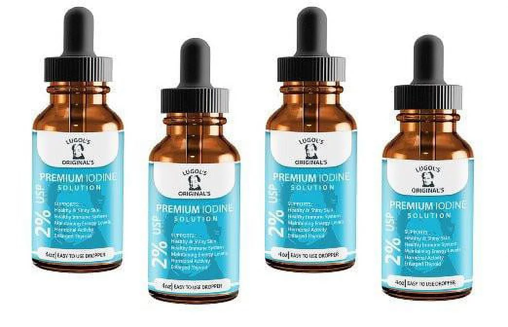 2% Lugols Iodine Solution Drops Thyroid Support Supplement 4 oz