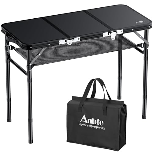 Folding Camping Table, 3ft Small Folding Table Portable 3 Adjustable Height Max 27.5