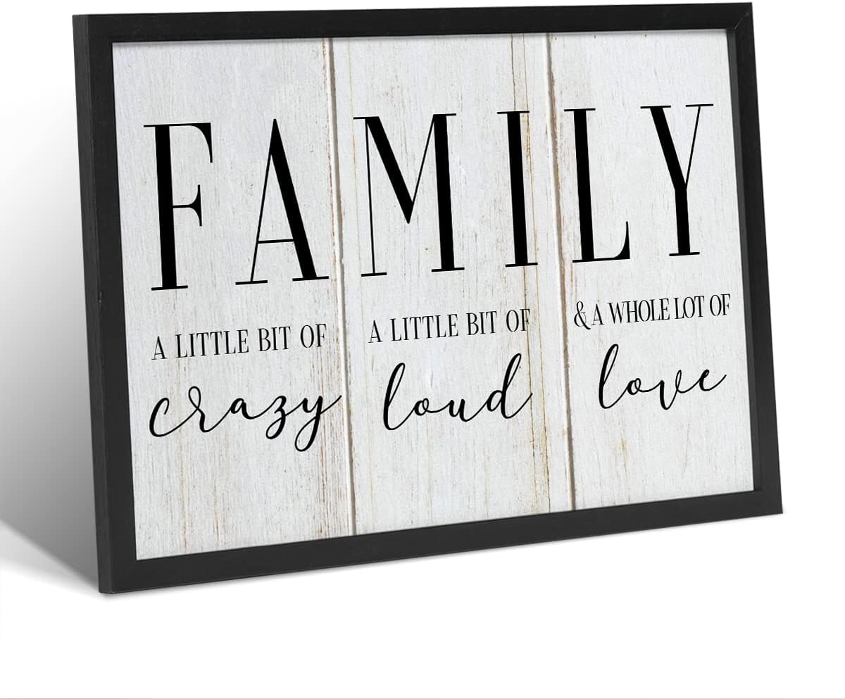 Family Quotes Canvas Wall Art Large Family a Little Bit of Crazy Canvas Prints Framed Paintings Artwork Bedroom Living Room Wall Decor 15x23 Inches