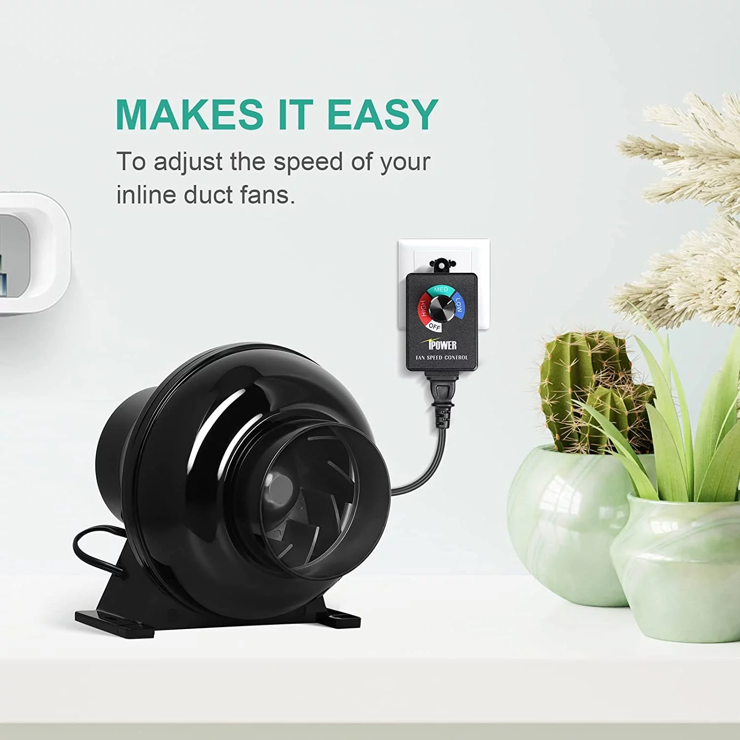 iPower 6-Pack Exhaust Variable Vent Adjuster Inline Duct Fan 350W HVAC Speed Controller, 6 Pack