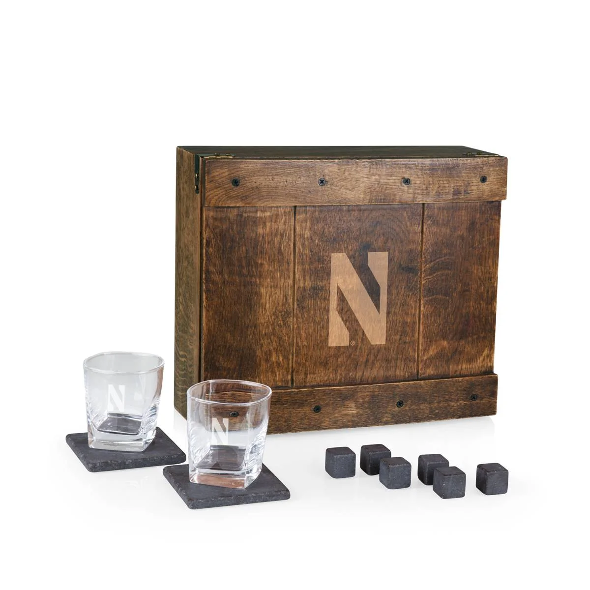 Northwestern Team Sports Wildcats Whiskey Box Drink Set