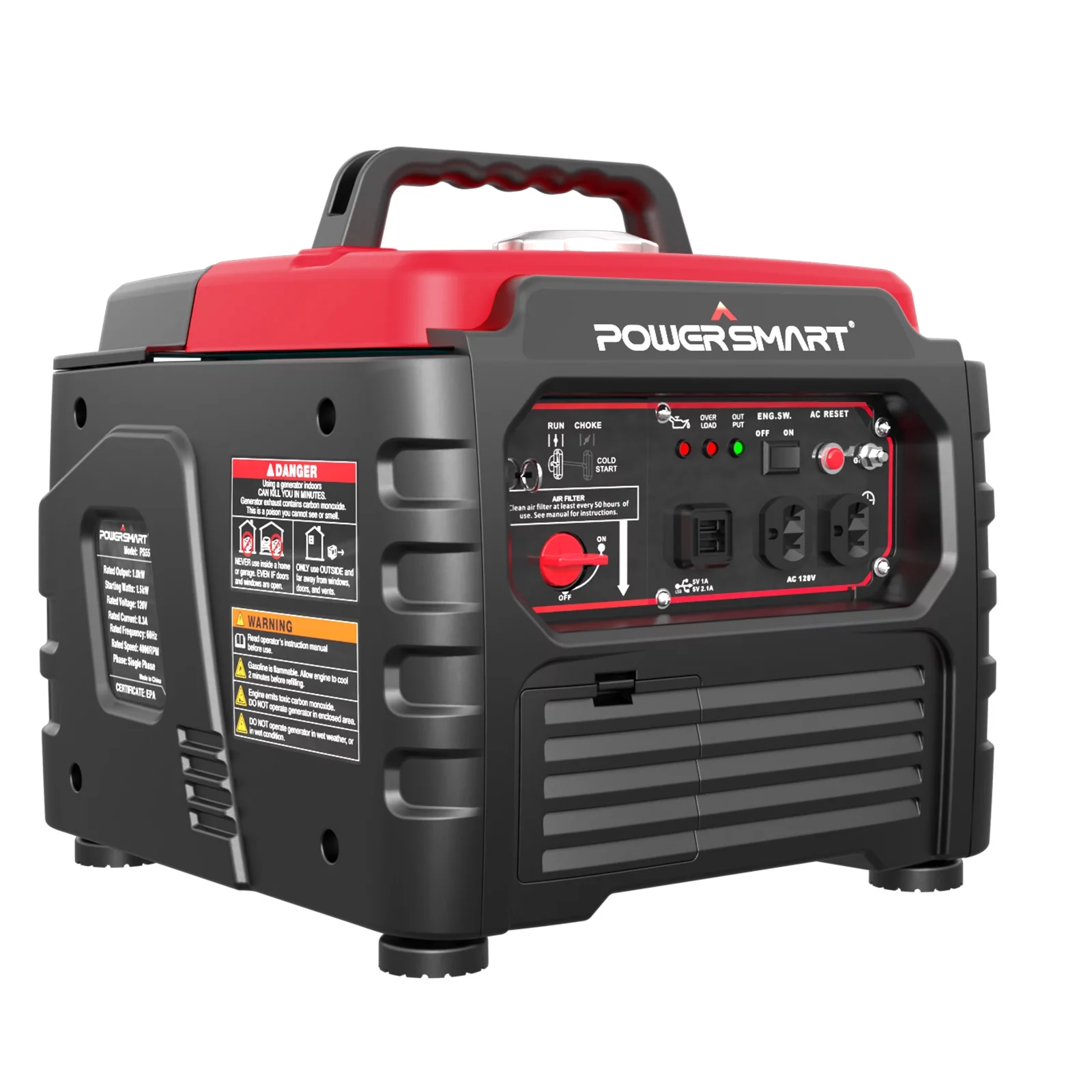 PowerSmart 1500 Watt Portable Gas Power Inverter Generator for Outdoor Camping/Home Use,Low Noise