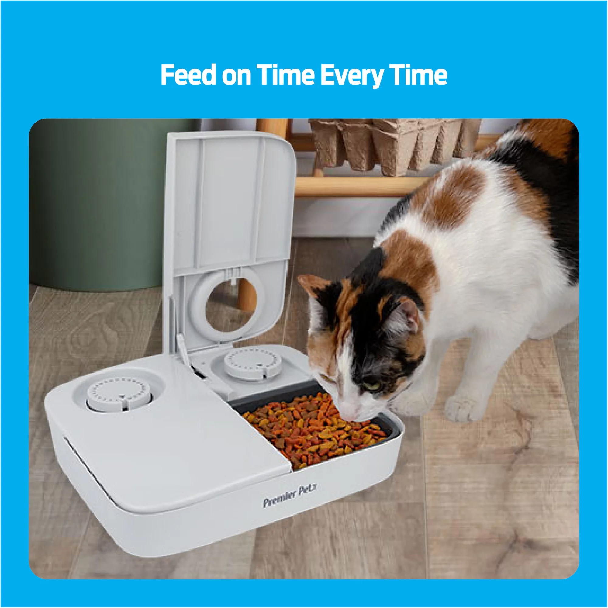 Premier Pet Automatic Timer Pet Feeder - Feeder that Dispenses Dog and Cat Dry Food