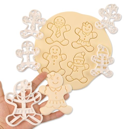 4 Pcs Christmas Cookie Cutters,Large Size Gingerbread Man Shape Cookie Cutter Set 3.7