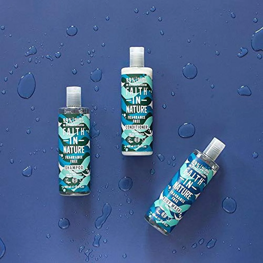 faith in nature fragrance free shower gel & foam bath 400ml