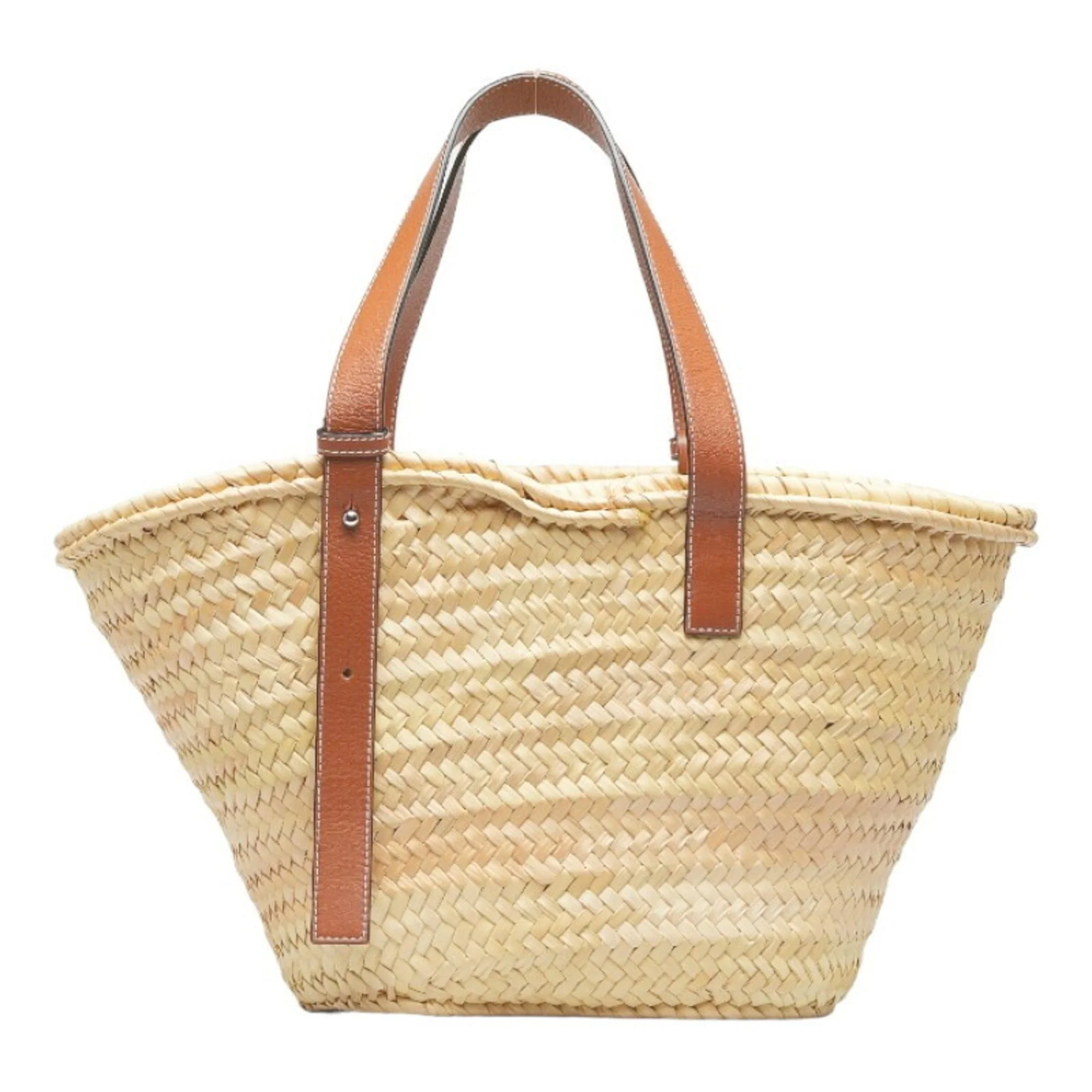 Pre-Owned Loewe Palm Leaf Basket Small Handbag Natural Brown Raffia Leather Ladies LOEWE (Good)