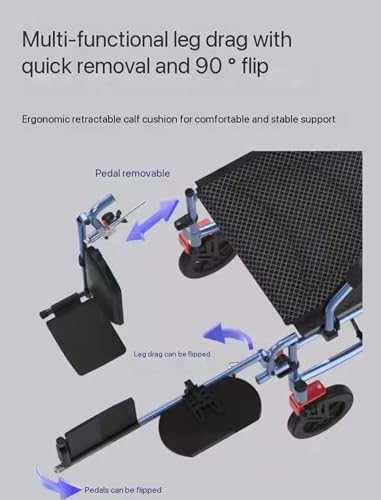 Reclining High Back Manual Wheelchair with Adjustable Leg Rest&Reversible Foot Pedal,90-150° Five-Speed Adjustment