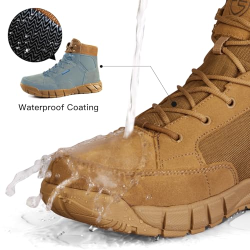 FREE SOLDIER Hiking Work Boots Men's Tactical Boots 6 Inches Waterproof Military Boots Outdoors Desert Boots