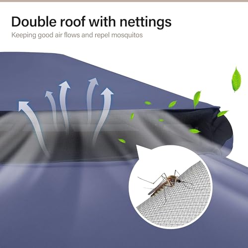 LAUSAINT HOME Outdoor Patio Gazebo 10'x13' with Expansion Bolts, Heavy Duty Gazebos Party Tent Shelter with Double Roofs, Mosquito Nets and Privacy Screens for Backyard, Garden, Lawn, Khaki