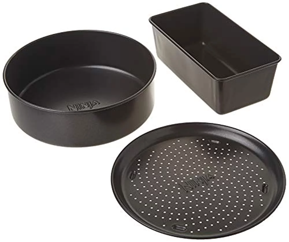 Ninja Foodi Deluxe Bake Kit Nonstick Aluminum 3-Piece Bakeware Set Black (AOPKIT)
