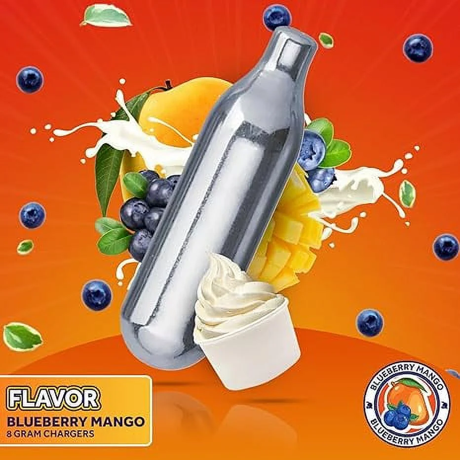 Galaxy Gas Blueberry Mango Flavor Whipped Cream Chargers, Nitrous Oxide 8 Gram Whip Cream Charger, Whipped Cream Charger Set, N2O Charger Set, 600 Counts.
