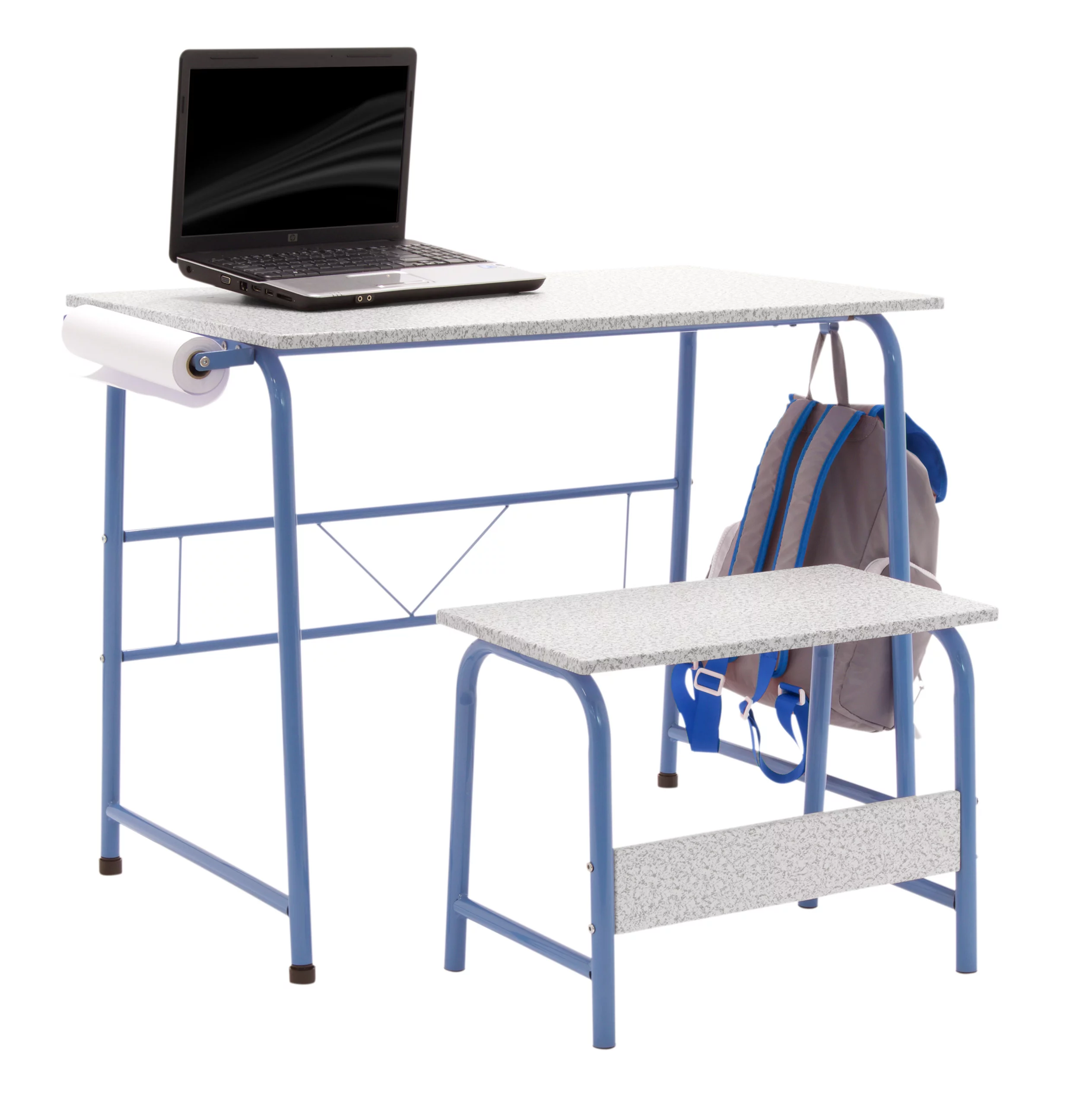 Studio Designs Project Center 2-Piece Metal Art Desk and Bench, Blue