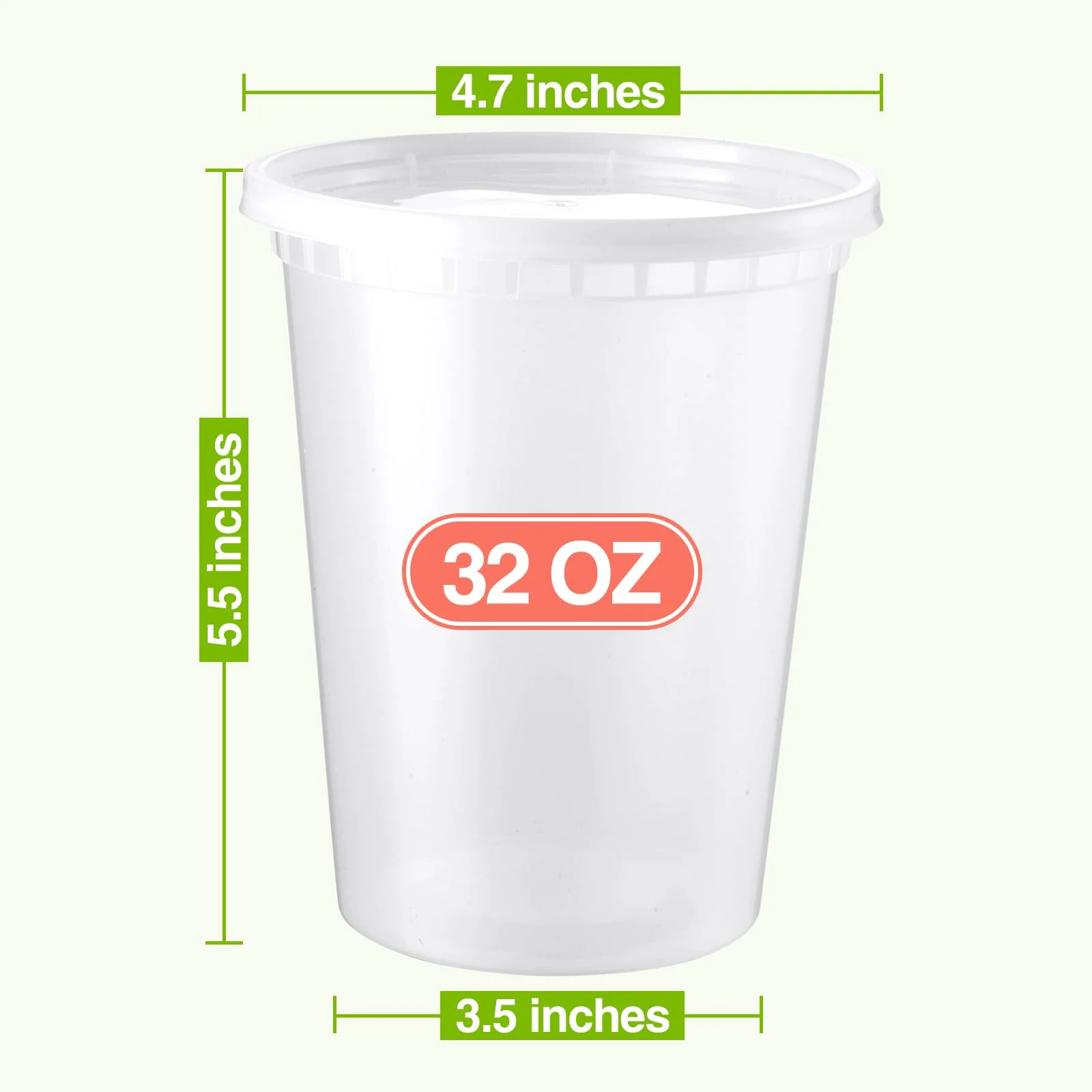 BagDream Deli Containers with Lids 32oz 50 Set Plastic Food Storage Containers with Airtight Lids, Leak proof Freezer Containers for Meal Prep