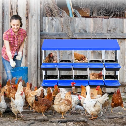 Chicken Nesting Box, 10 Hole 2 Layer Hen Nest Box with Legs, Roll Away Eggs Laying Boxes,Cleanable Pull Out Hen Roosting Boxes