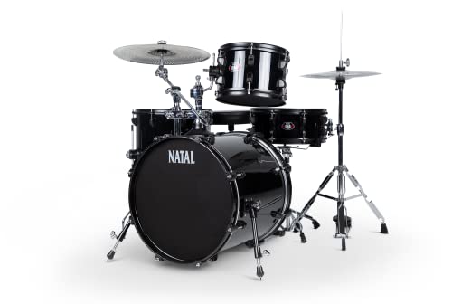 Natal K-DNB-F18-BKS DNA Series Stealth 4-Piece Drum Set Complete with Hardware, Low Volume Cymbals & Throne - Black