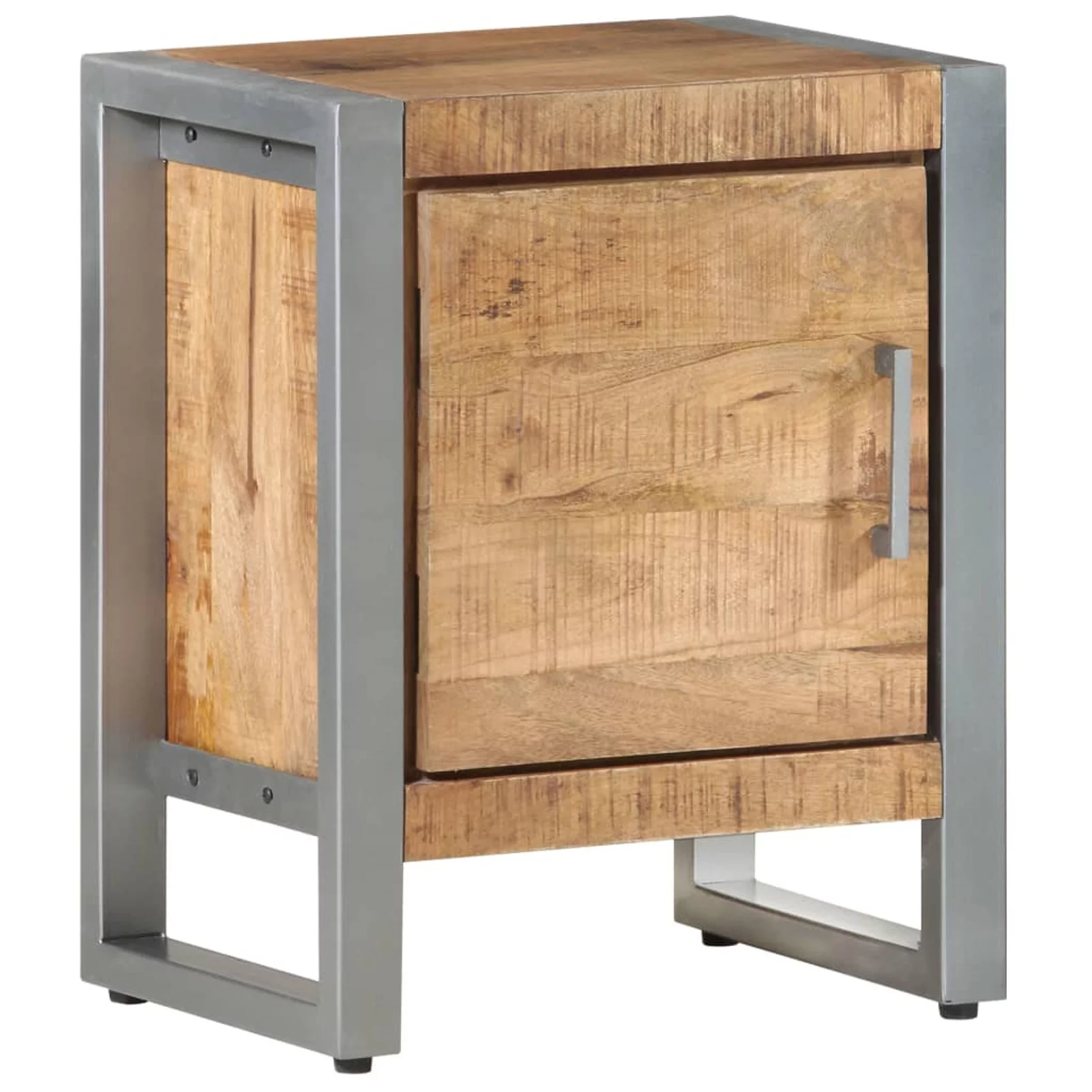Anself Bedside Cabinet 15.7in x 11.8in x 19.7in Rough Mango Wood Nightstand Wooden Side Table for Living Room, Bedroom