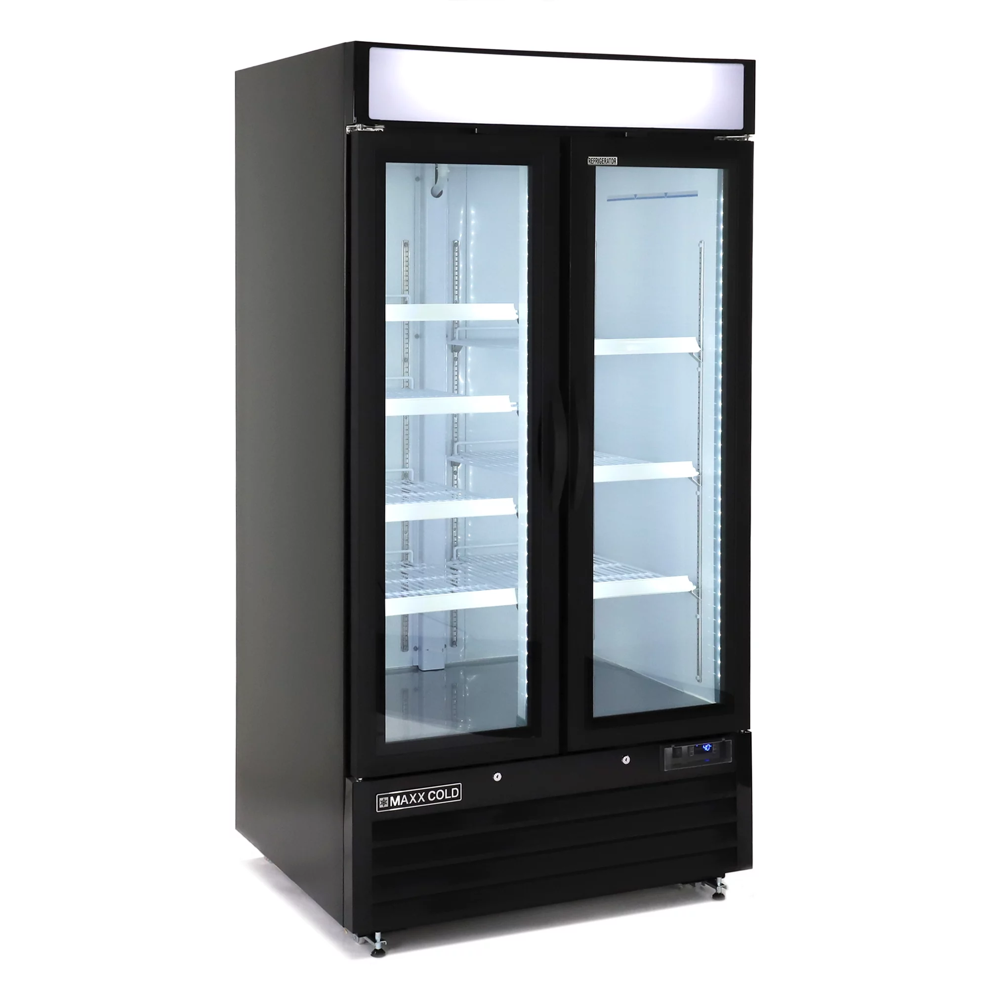 Maxx Cold 36 cuft Double Door Cooler, Black Exterior, Swinging Doors