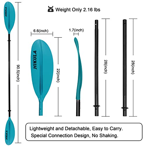 Kayak Paddle 4 Pieces Aluminum Shaft and PP Blade Floating 86.6in/220cm, 90.5inch/230cm Lightweight Oars