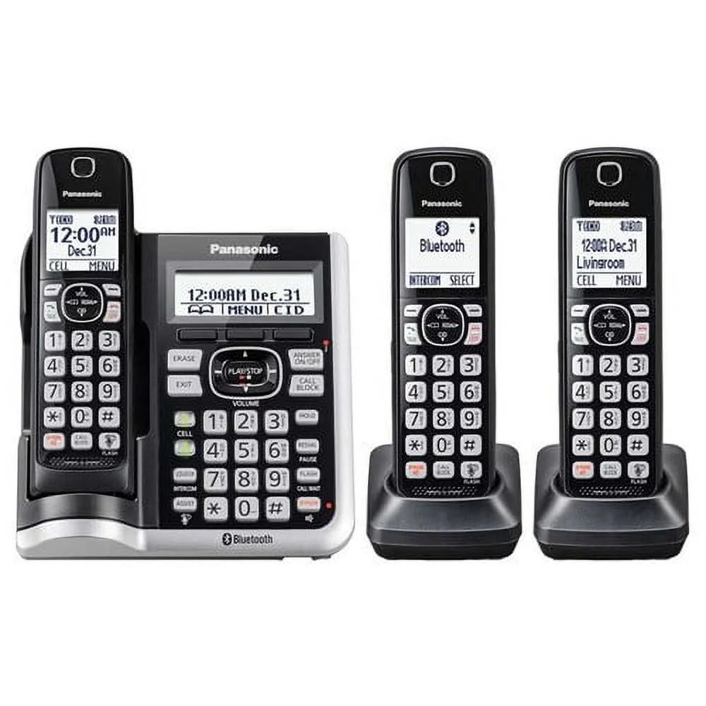 Restored Panasonic KX-TGF573S Cordless Phone With Handset Cordless Phone with Answering Machine - 3 Handsets (Refurbished)