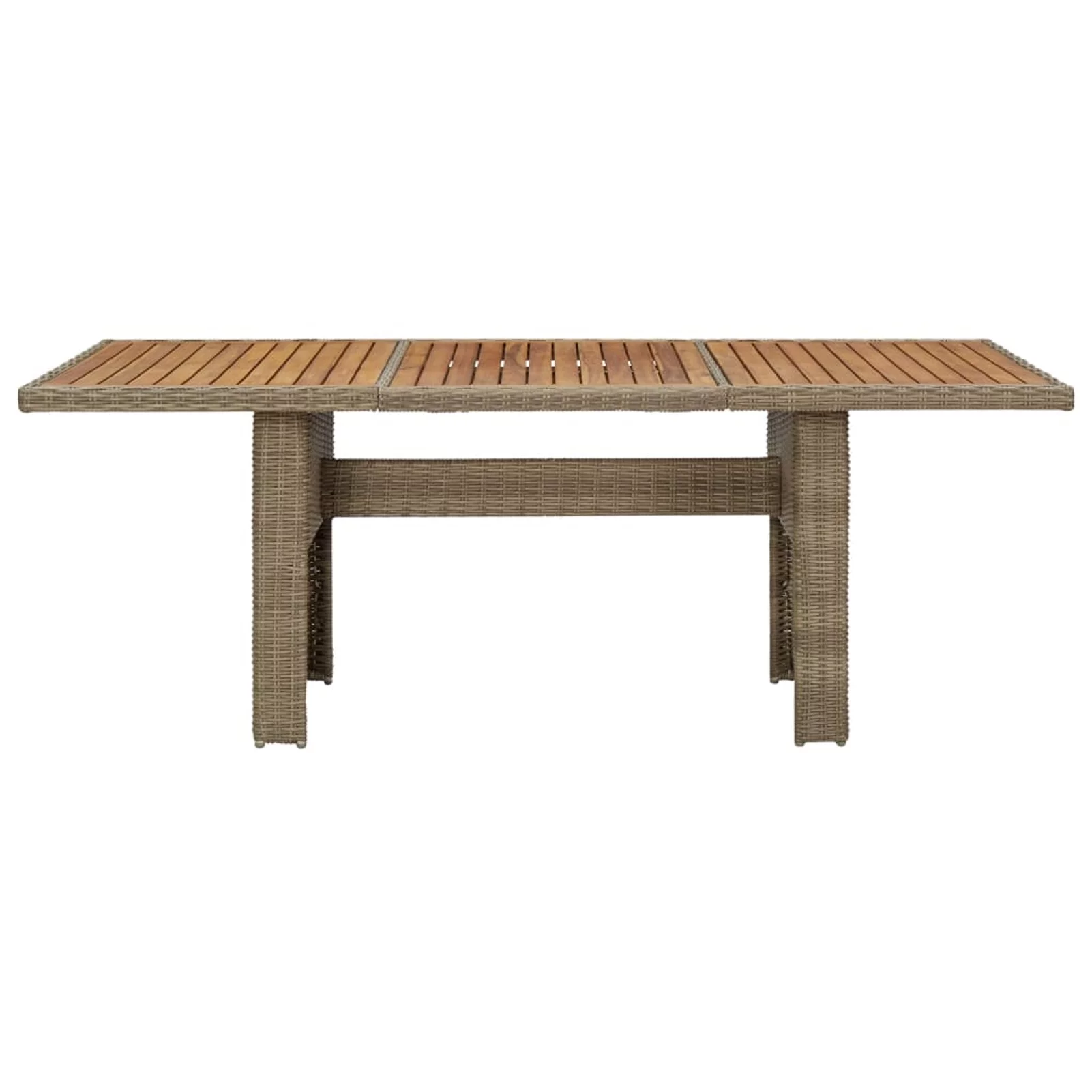 Dcenta Patio Table Acacia Wood Table Top Outdoor Dining Table Poly Rattan Steel Frame for Garden, Backyard, Balcony, Terrace, Outdoor Furniture 78.7 x 39.4 x 29.1 Inches (W x D x H)