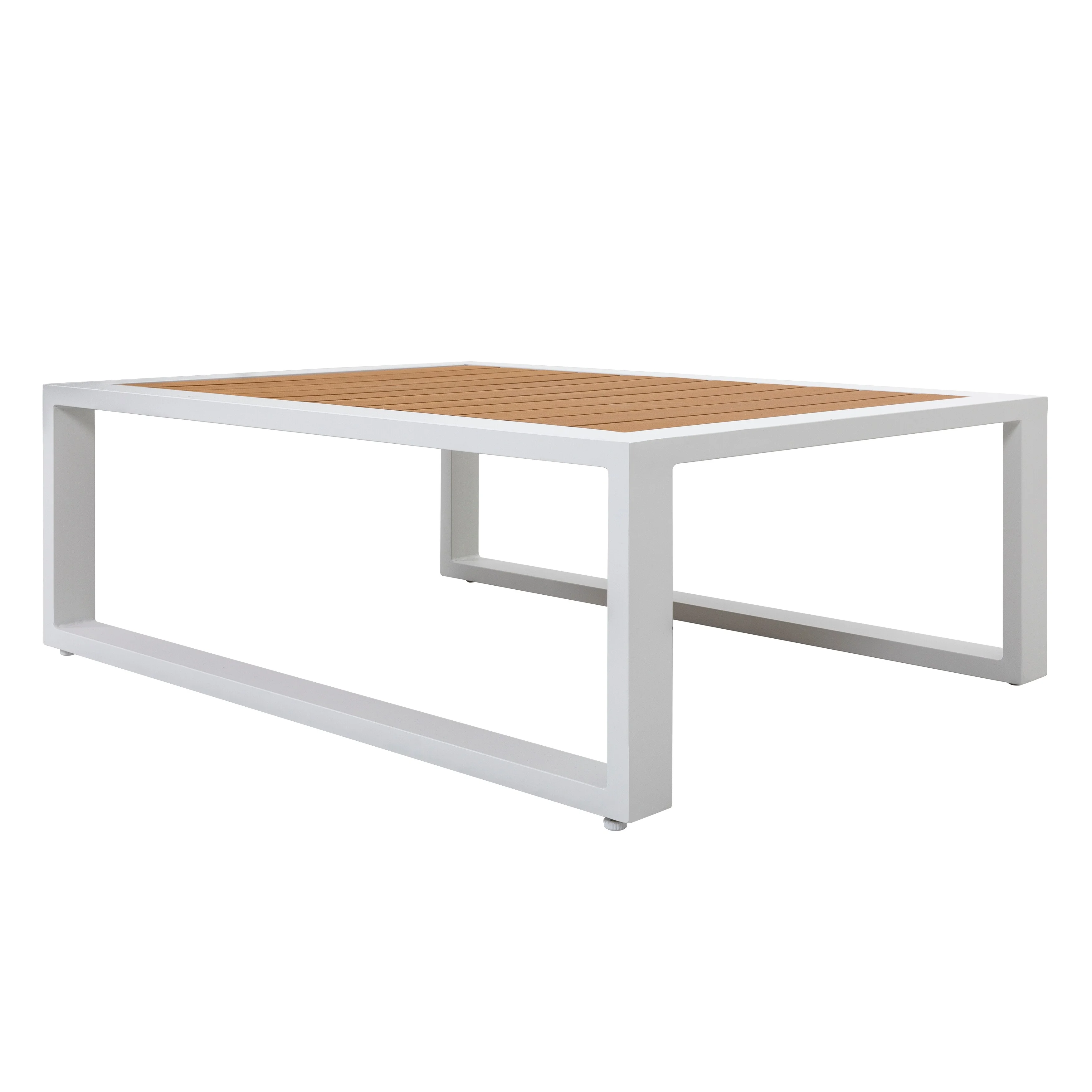 Nuu Garden Outdoor Rectangle Coffee Table, All-aluminum Frame, Imitation Wood Tabletop