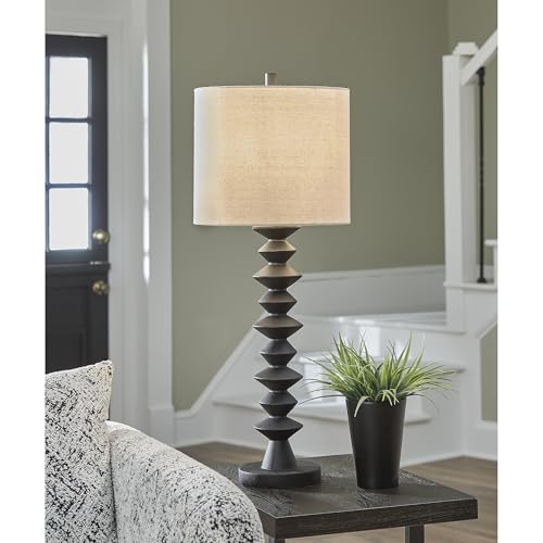 Signature Design by Ashley Luanndon Modern Polyresin Buffet Lamp with 3-Way Switch, Black & Beige
