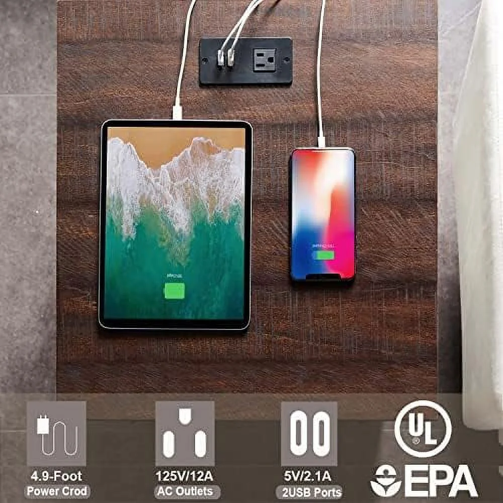 HJZBNONE Nightstand with Charging Station  20" Farmhouse End Table w/Groove Barn Door  Rustic Wood Sofa Side Bedside Table w/Open & Adjustable Shlef for Bedroom  Living Room  Brow