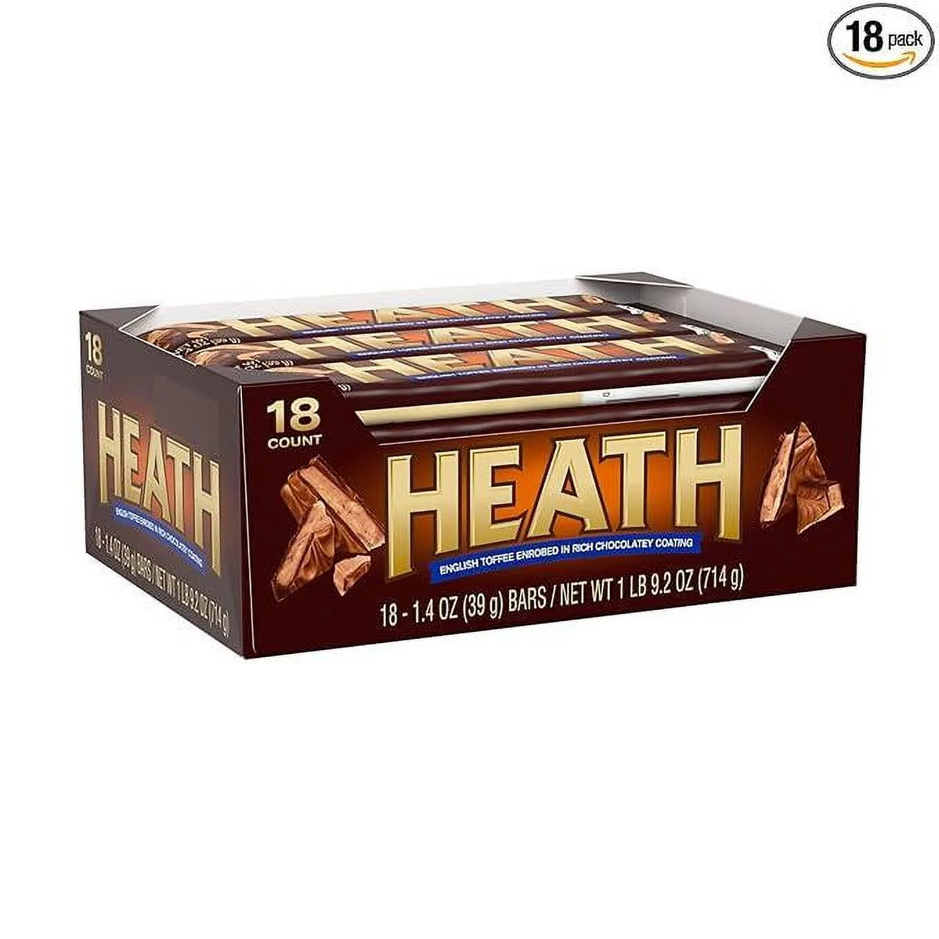 HEATH Chocolatey English Toffee Candy Bars, 1.4 oz (18 Count)