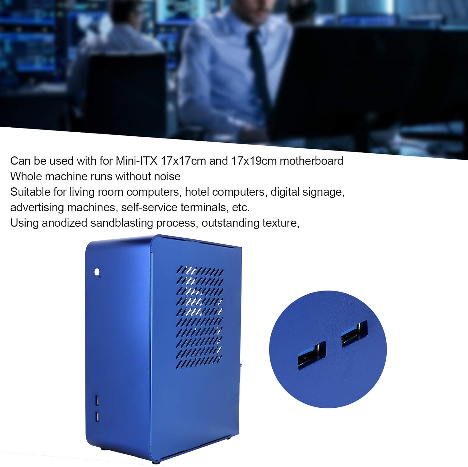 Sutinna ITX Computer Case, for ITX Motherboard Mini Computer Case for ITX HTPC Home Theater Motherboard Case Chassis Noise-Free Running Computer Chassis Pack of 2