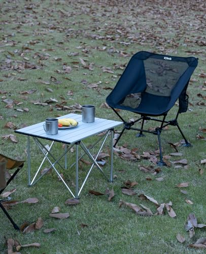 iClimb Ultralight Compact Camping Folding Table with Carry Bag (Blue - S)