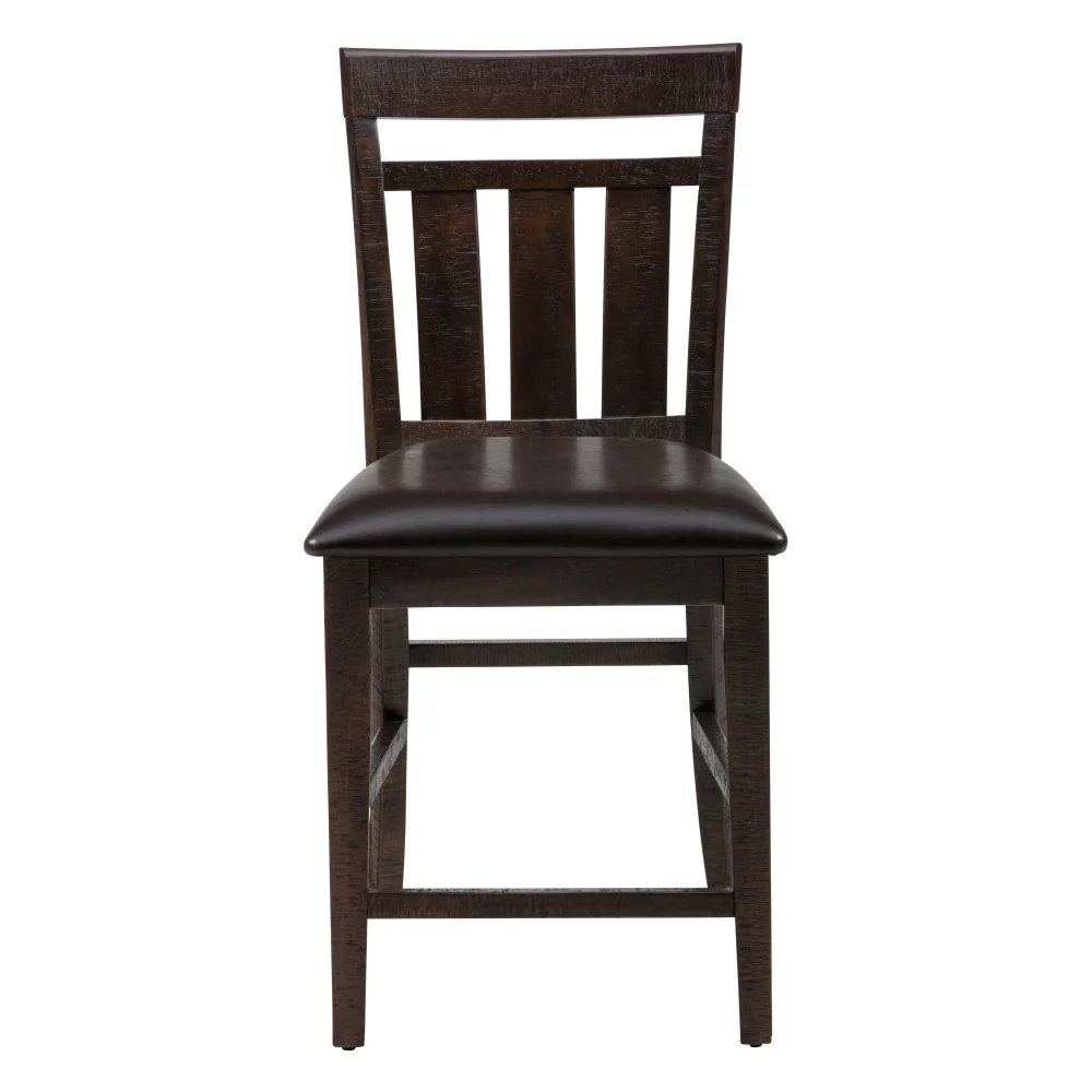 Jofran Kona Grove Distressed Rustic Solid Acacia Upholstered Slat-back Barstool (Set of 2)