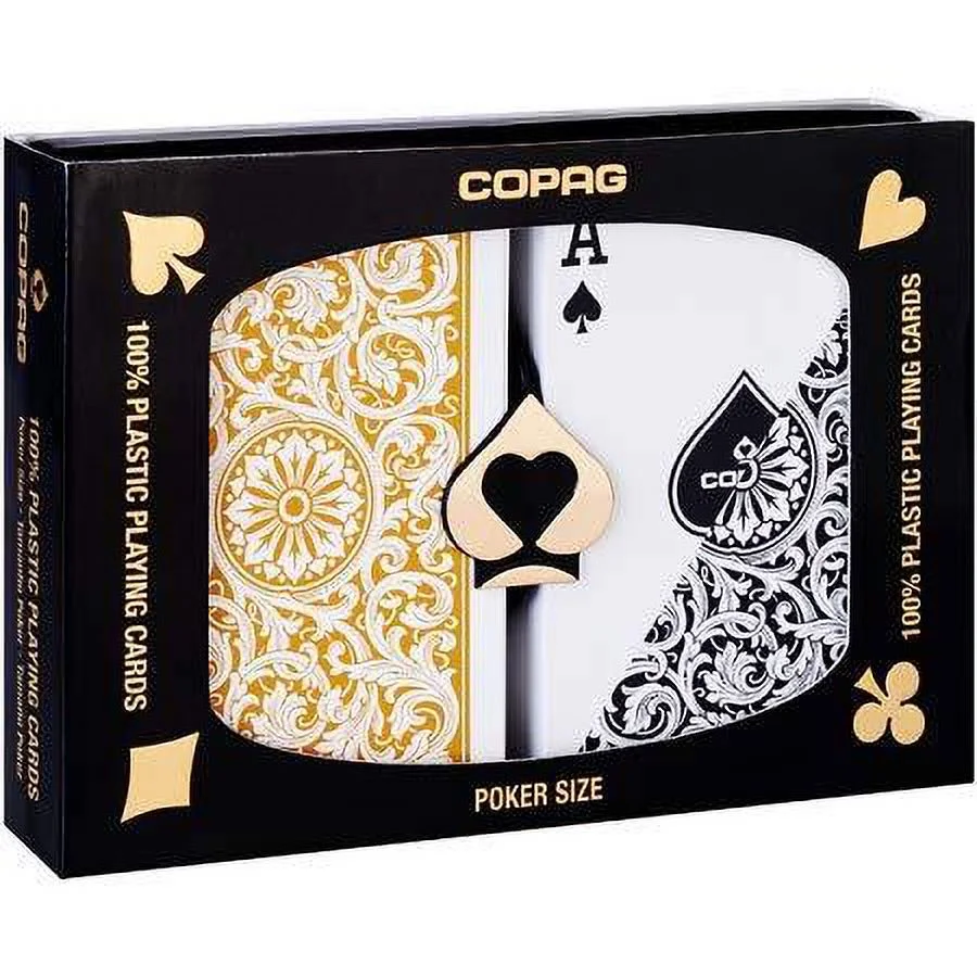 copag poker size regular index 1546 playing cards 2 decks (black gold setup)