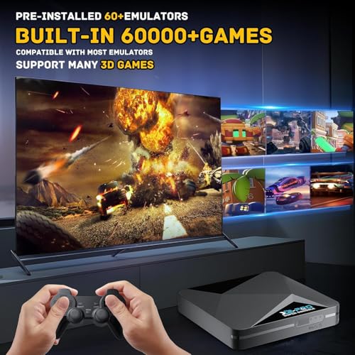Kinhank Super Console X2 pro with 60000+Games Video Game Console,Retro Game Console with EmuELEC 4.5/Android 9.0 in 1, 2.4G+5G and BT 5.0,2 Gamepad Inside