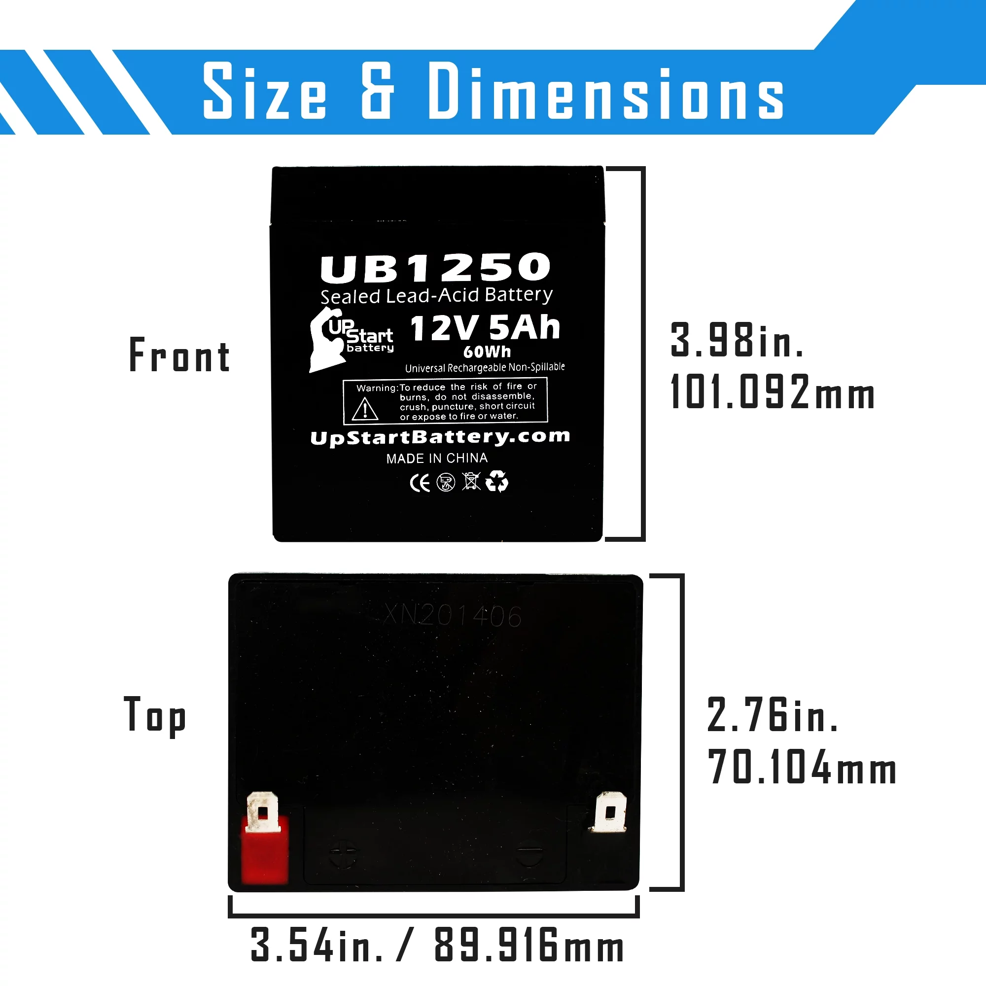 4x Pack - APC BACK-UPS ES 500VA BE500 Battery Replacement - UB1250 Universal Sealed Lead Acid Battery (12V, 5Ah, 5000mAh, F1 Terminal, AGM, SLA) - Includes 8 F1 to F2 Terminal Adapters
