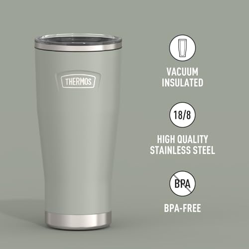 THERMOS ICON SERIES, Stainless Steel Cold Tumbler with Slide Lock, 24 Ounce, Sandstone