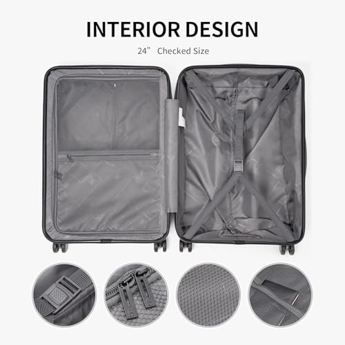 LEVEL8 Grace Carry on Luggage Airline Approved, 20 Inch Expandable Hardside Suitcases with wheels, Abs+Pc Harshell Spinner Luggages with Tsa Lock, Red