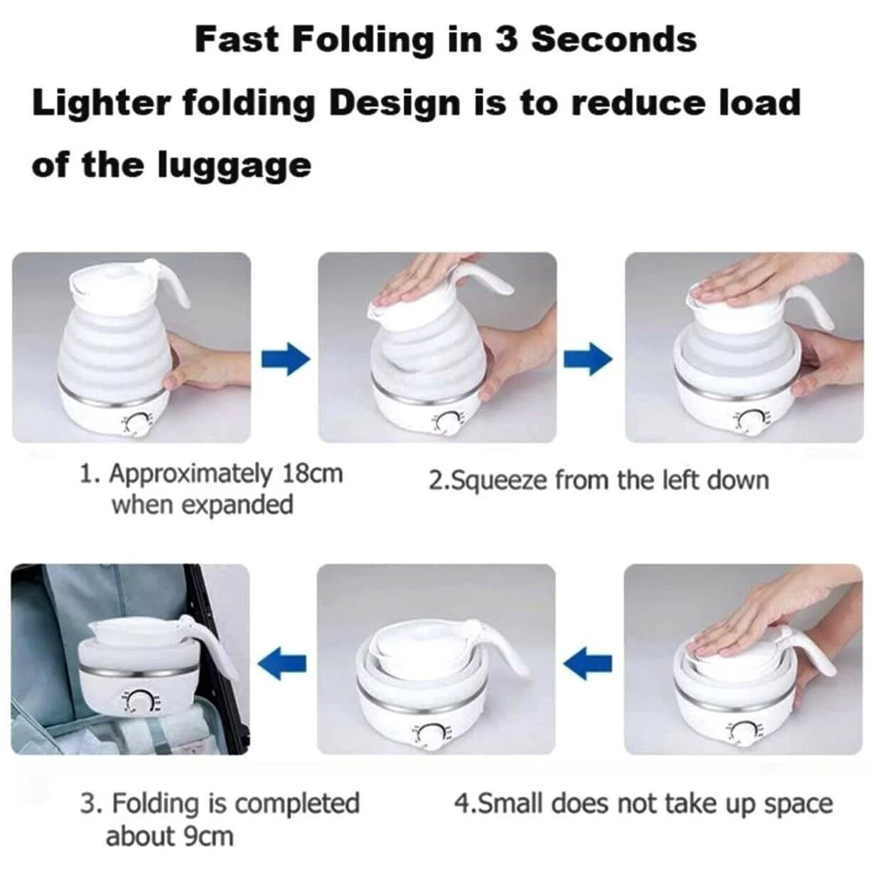 Travel Foldable Ultrathin Upgraded Electric Kettle Boil Dry Protection